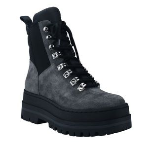 Marc Fisher Boots Plune Gray Lace Up Leather Booties